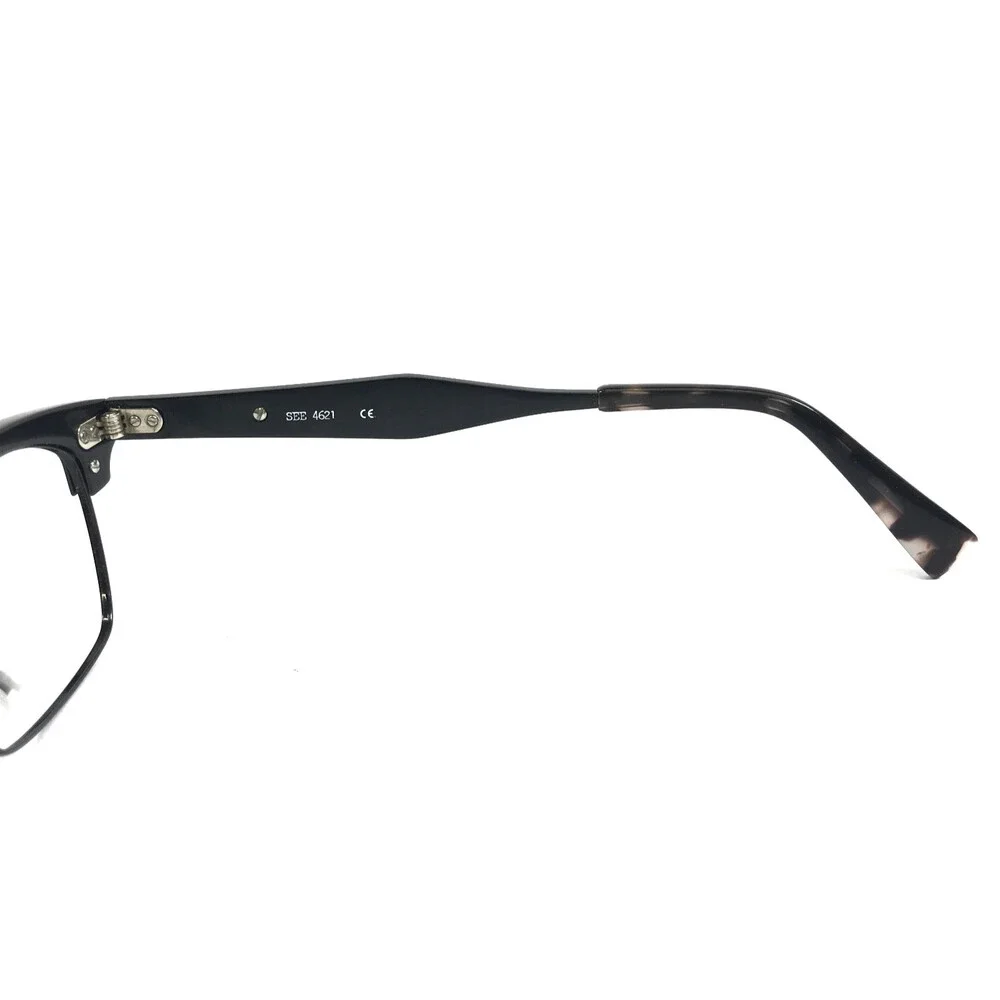 Vintage See Eyeglasses Frames 4621 C1 Shiny Black Rectangle Full Rim 49-20-145